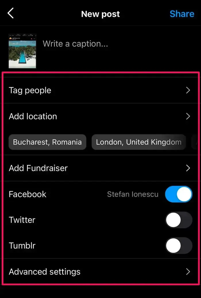 Instagram Paylaşım Güncelleme