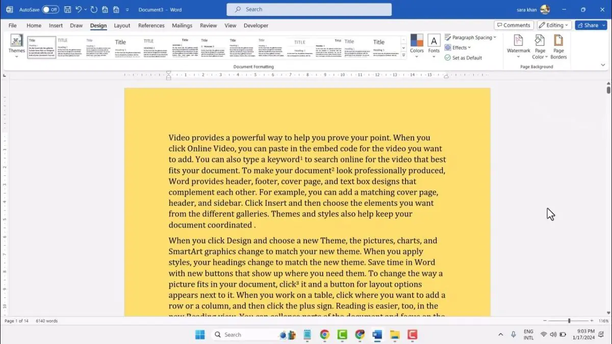 Word'da Sayfa Rengini Değiştirme