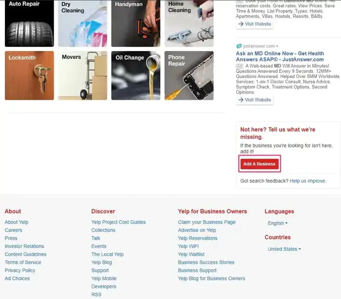 Yelp'e İşletme Ekleme