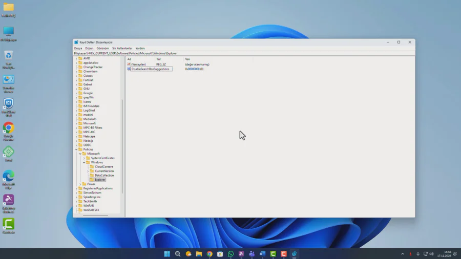 Windows 11 Arama Web Sonuçlarını Kapatma