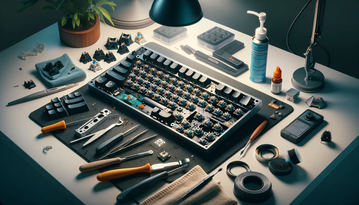 Mekanik klavye ve bakım ekipmanları.