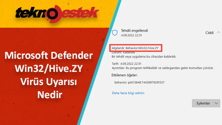 Microsoft Defender Win32/Hive.ZY'yi yanlışlıkla algılıyor