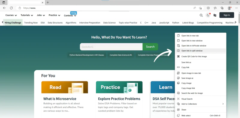 Microsoft Edge Bölünmüş Ekran Kullanımı