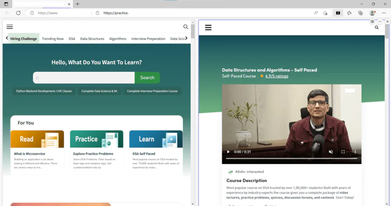 Microsoft Edge Bölünmüş Ekran Kullanımı