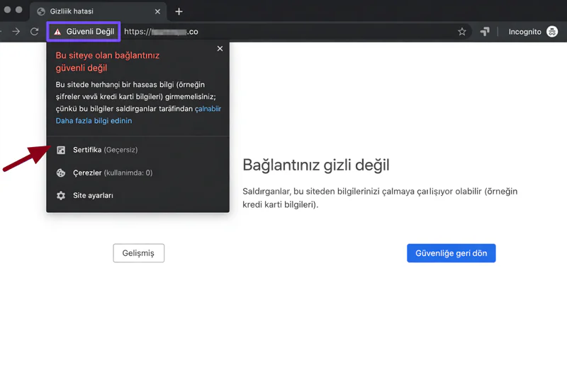NET::ERR_CERT_COMMON_NAME_INVALID Hatası
