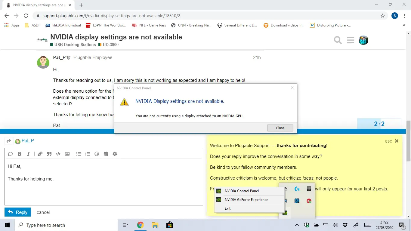 NVIDIA ekran ayarları penceresinde "Kullanılamaz" hatasıyla karşılaşan bir bilgisayar ekranı.