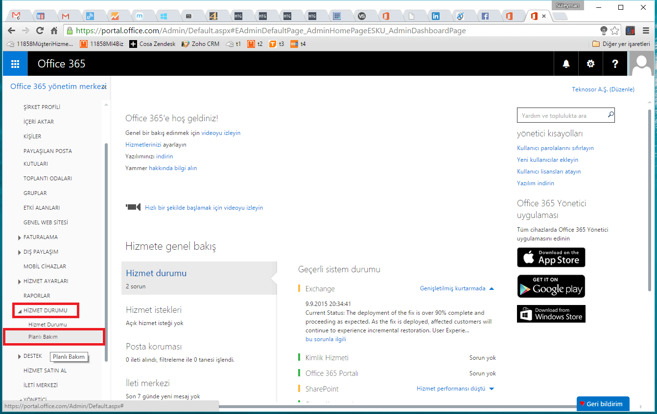Office 365 Hizmet Durumu Kontrolü.4