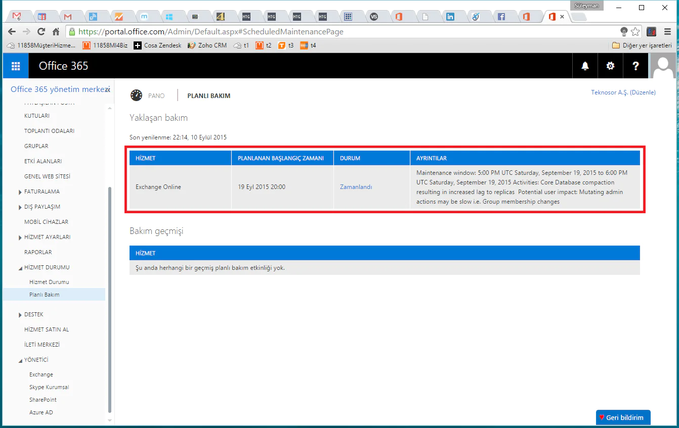 Office 365 Hizmet Durumu Kontrolü.5