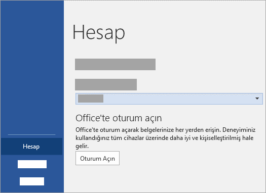 Office, Windows 10'da oturum açma
