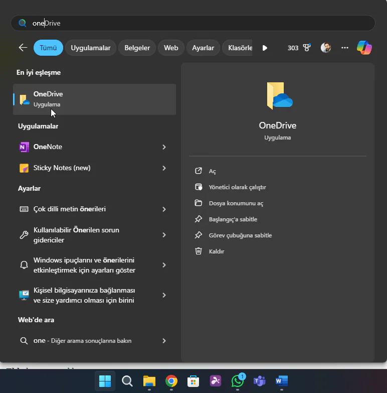 OneDrive Dosya Gezginine Ekleme