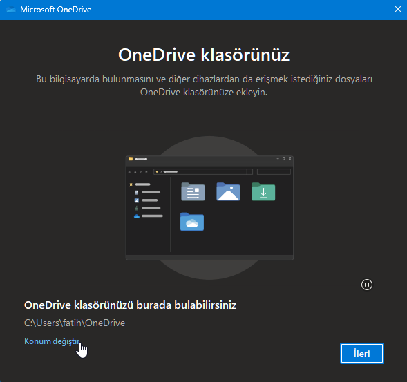 OneDrive Dosya Gezginine Ekleme