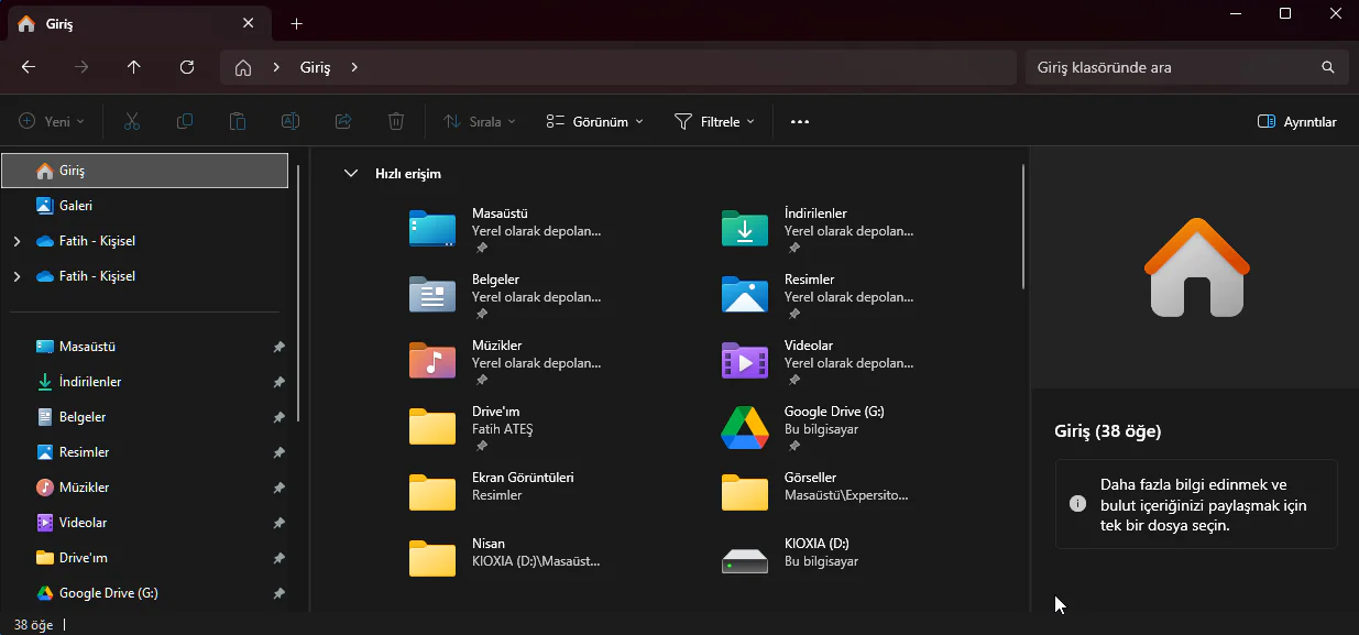 OneDrive Dosya Gezginine Ekleme