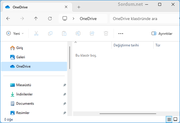 OneDrive Bir Klasörü Senkronize Etme