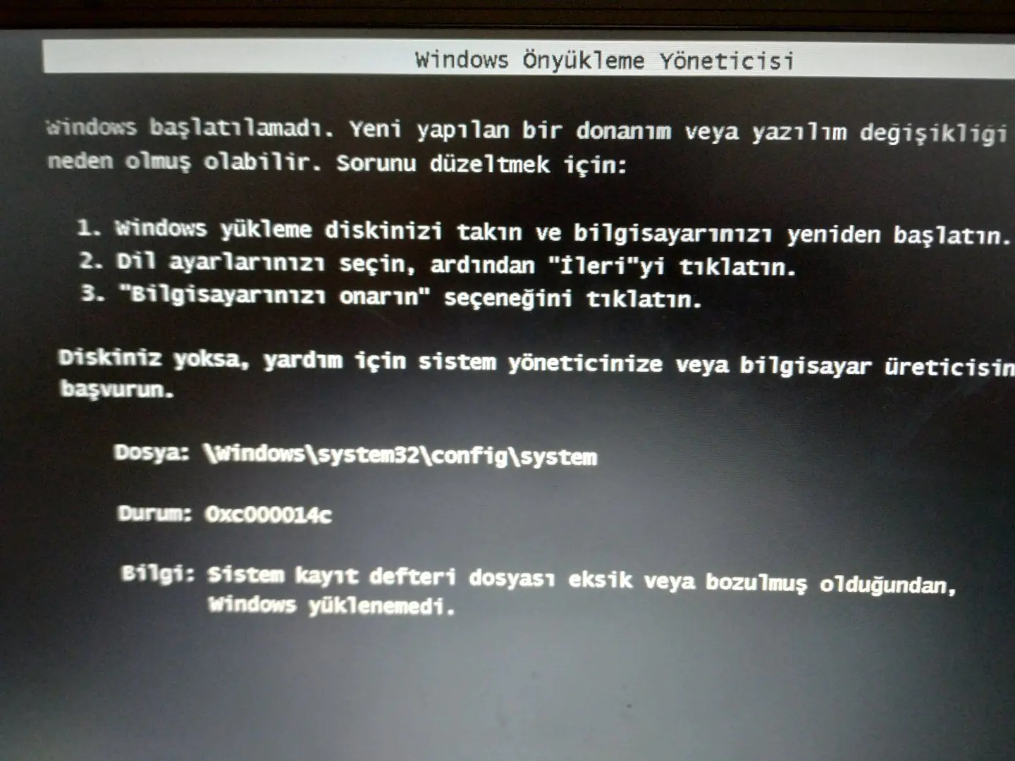 Önyükleme sorunlar