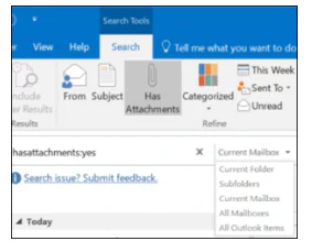Outlook Büyük ekler nasıl aranır