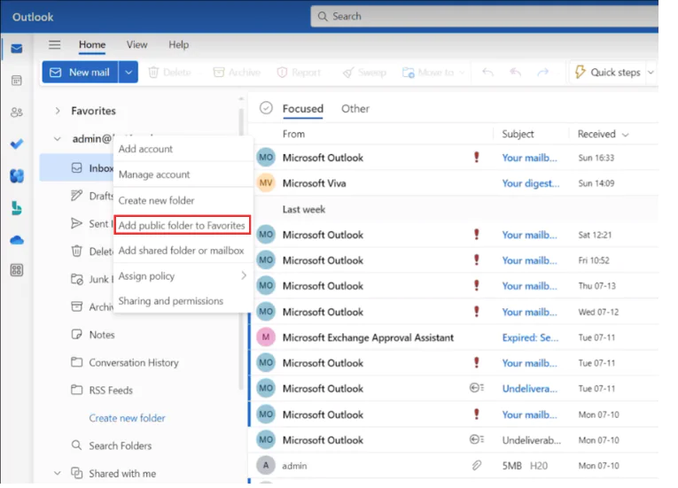 Outlook'a Ortak Klasör Takvimi Ekleme