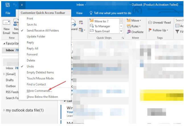 Outlookta Hızlı Erişim Araç Çubuğunu Özelleştirme