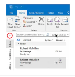 Outlook Klasör Bölmesi nasıl genişletilir