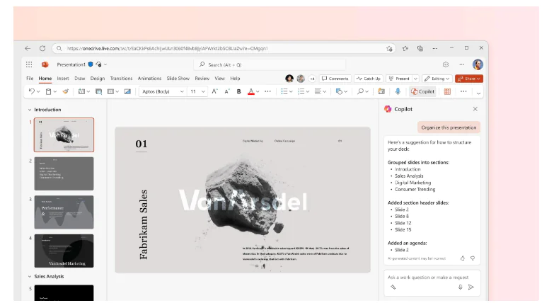 PowerPoint'teki Copilot Saniyeler İçinde Sunum Oluşturacak_1