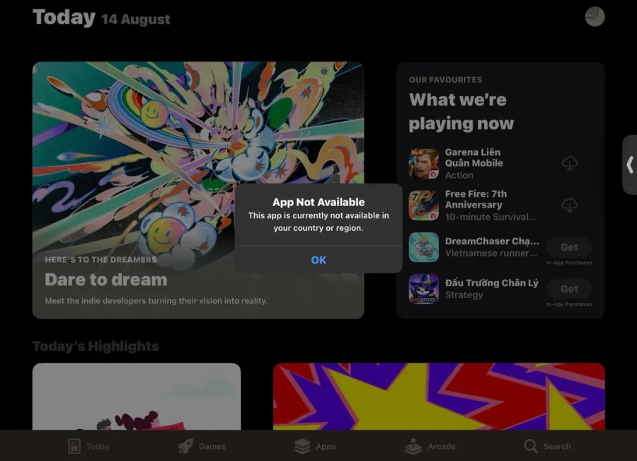 Roblox'ta "Ülkende Yeni Uygulama Bulundu" hatasını gösteren ekran görüntüsü.