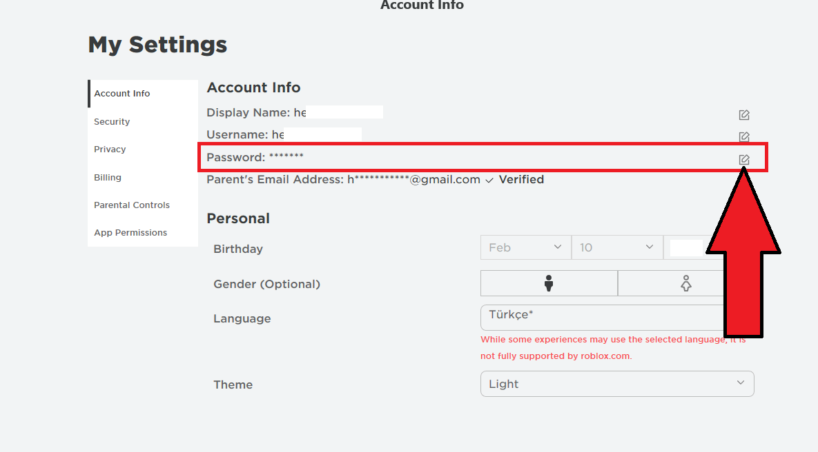 Roblox şifre sıfırlama adımları hakkında bilgilendirme