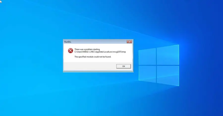 RunDLL hatası bilgisayar ekranında görünüyor, hata mesajı ve çözüm önerileri gösteriliyor.