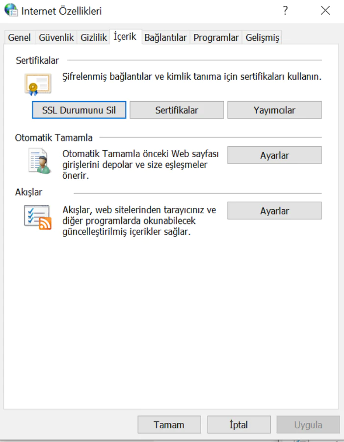 SSL Bağlantı Hataları