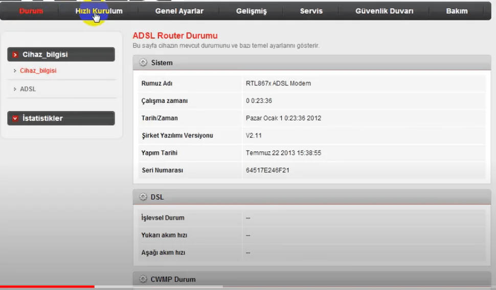 Everest SG 1800 Modem Kurulumu ve kablosuz ayarları