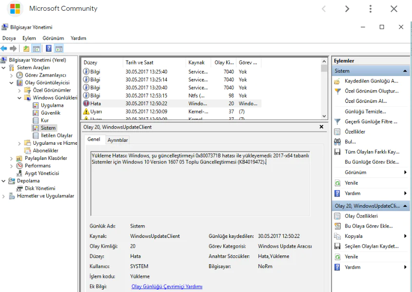 Windows Update Hatası 0x8007371b