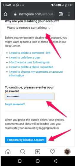 Android ve iOS'ta Instagram Hesabı Devre Dışı Bırakma