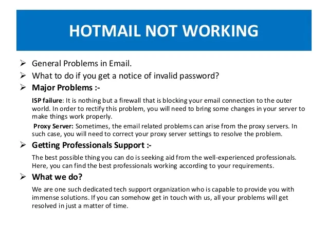 Hotmail erişim sorunlarına yönelik sık karşılaşılan sorunlar ve çözümler hakkında bilgi veren bir görsel.