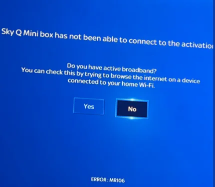 Sky Q Mini'de Hata Kodu MR106 çözüm