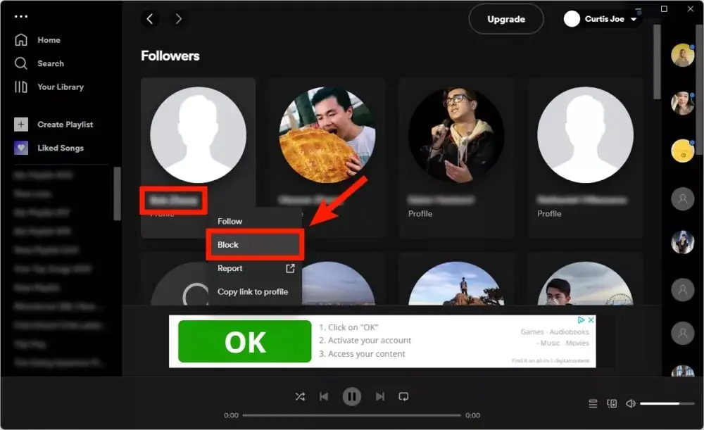 Spotify Kişi Engelleme