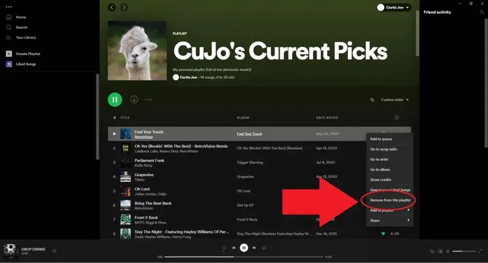 Spotify Şarkı Silme