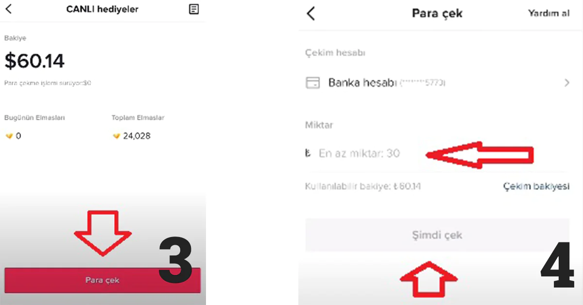 Tiktokta Para çekme adımları