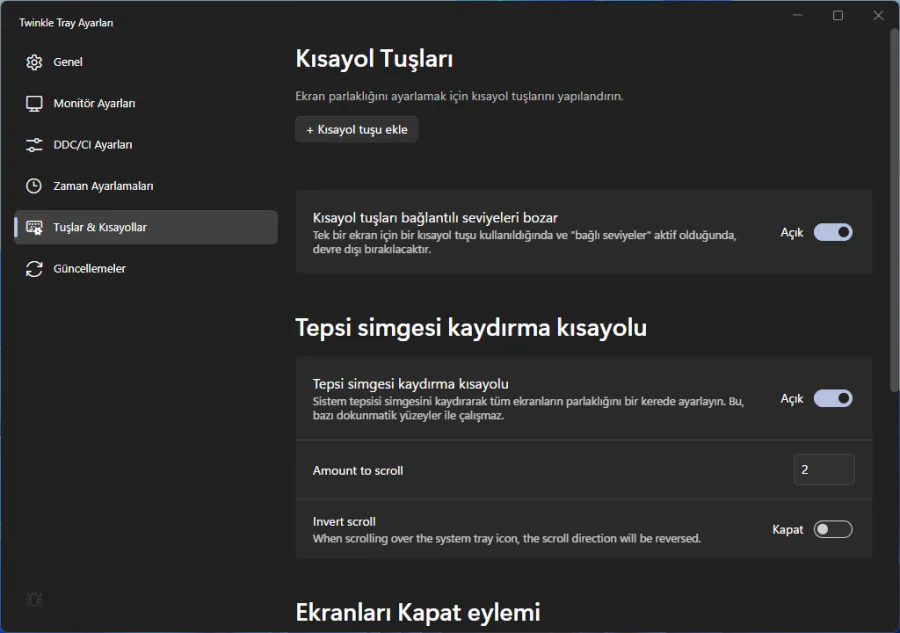 Ekran Parlaklığı Ayarlama Programı Twinkle Tray