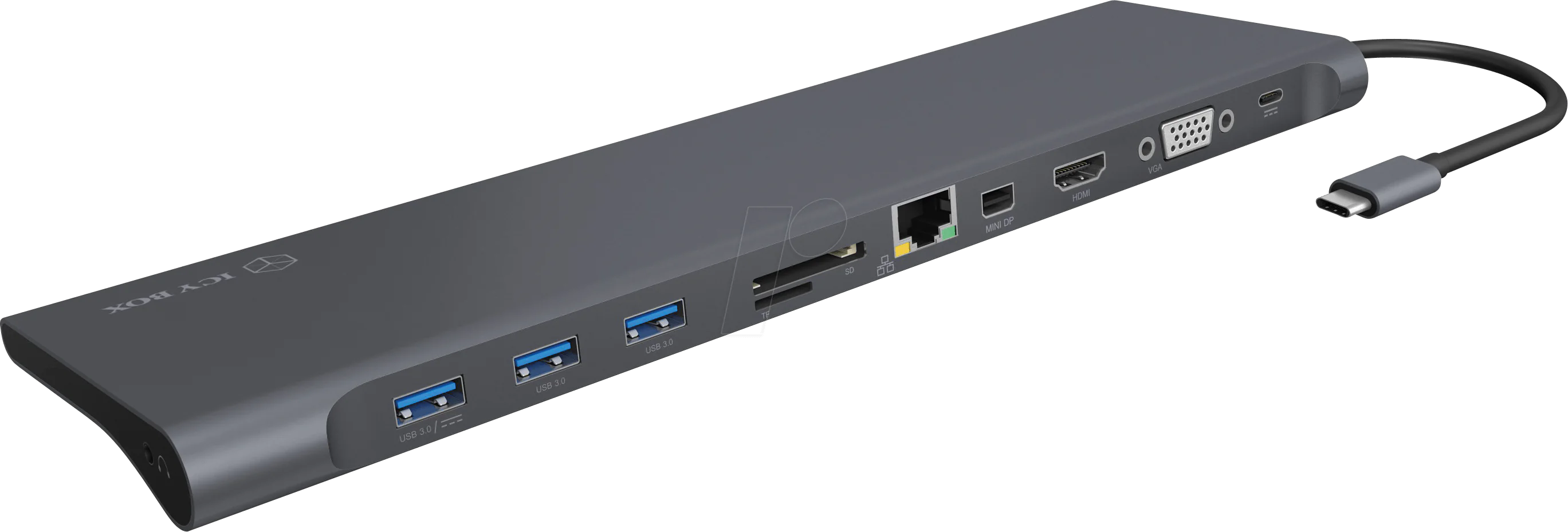 Bir Type-C çoğaltıcı, dizüstü bilgisayara bağlanmış ve birden fazla cihazla kullanılıyor.