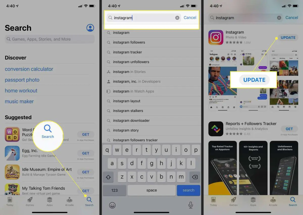 Instagram uygulamasını güncelleyin görselini temsil eden sembolik görsel