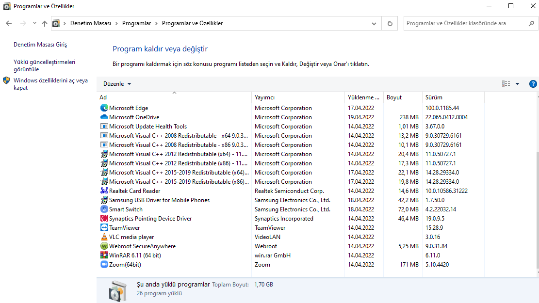 Valorant VAN9001 hatası çözümü için denetim masasından antivirüs programını kaldırma