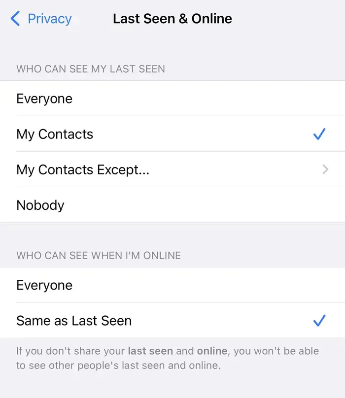 WhatsApp Çevrimiçi Durumunu Gizleme