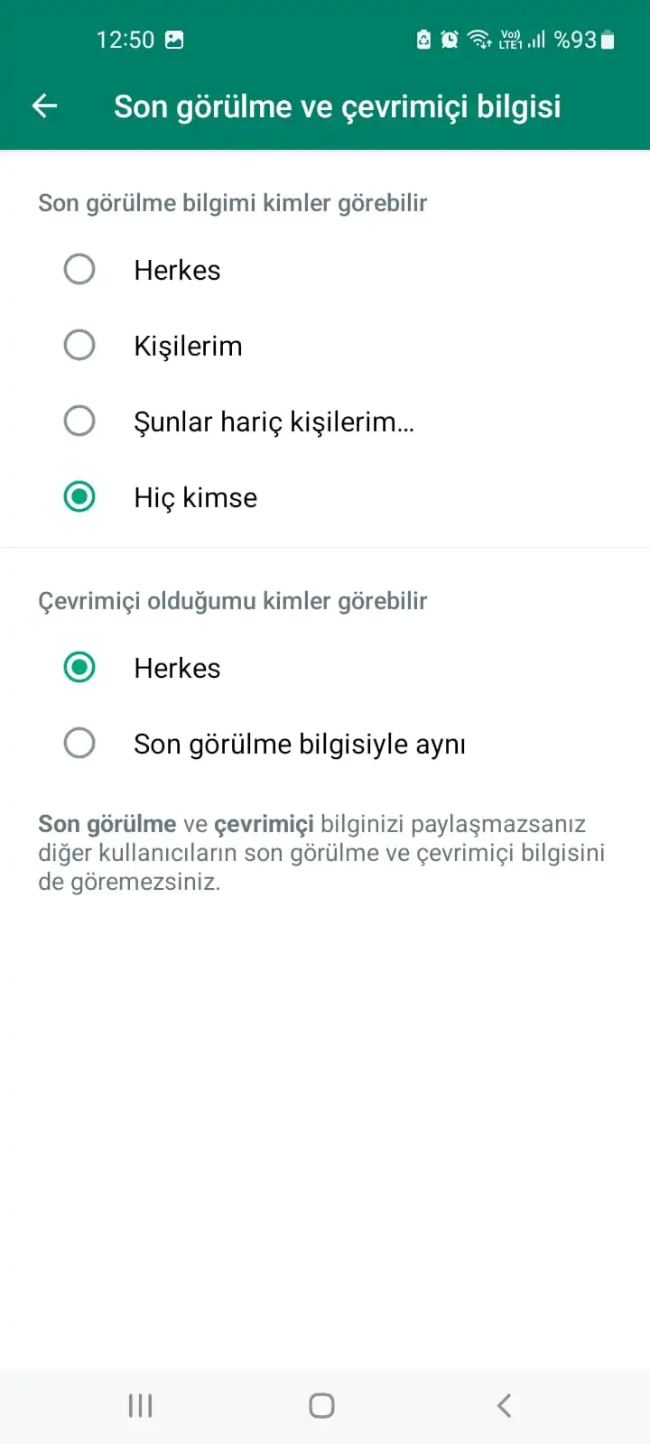 WhatsApp Gizli bakma
