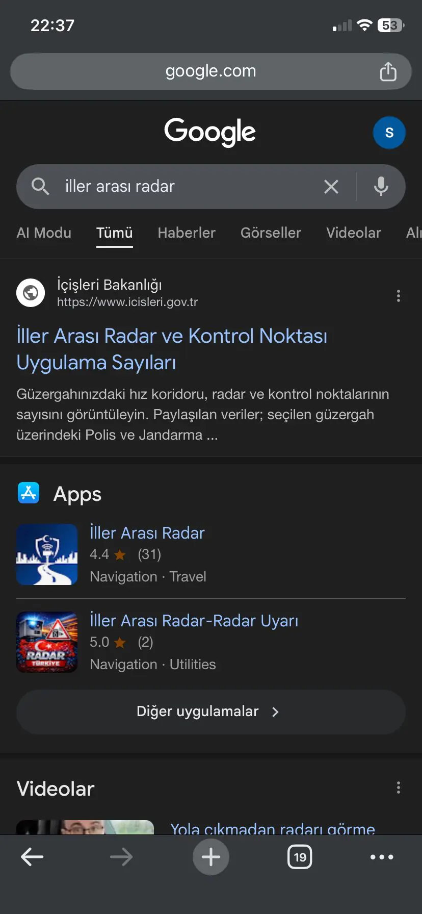 Radar ve kontrol noktaları
