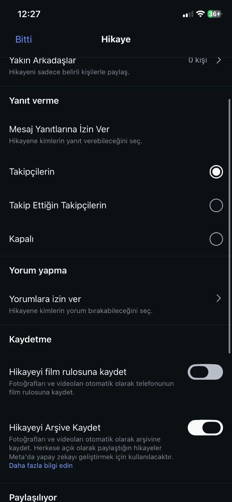 Instagram hikayesini yoruma kapatma