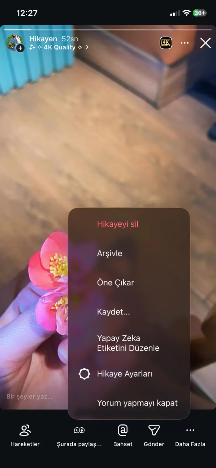 Instagram hikayesini yoruma kapatma
