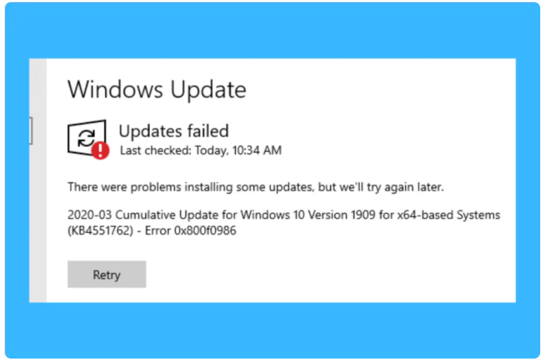 Windows Update 0x800f0986 hata giderme