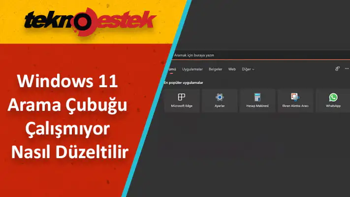 Windows 11 arama çubuğu çalışmıyor, ne yapabilirim?
