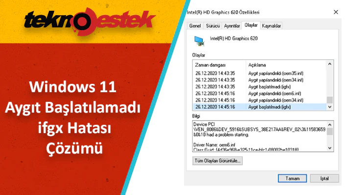 Windows 11 aygıt başlatılamadı ifgx hatası çözümü