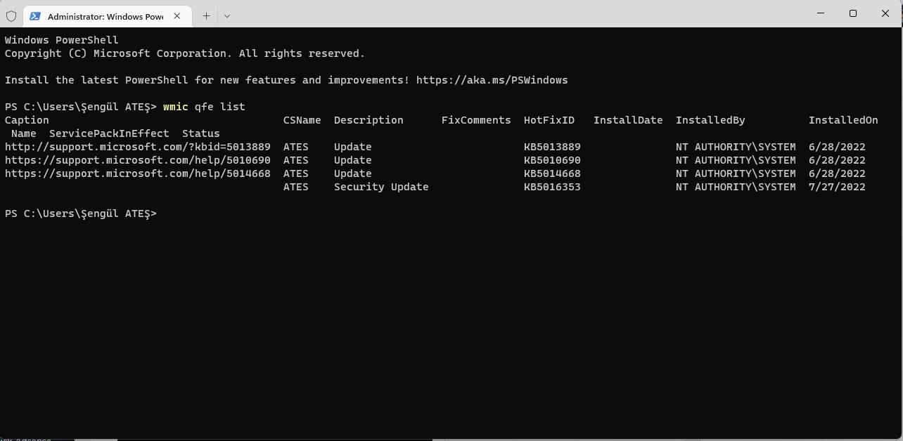 Windows 11 Güncelleme Geçmişini Görüntüleme