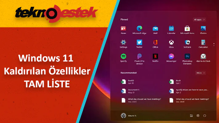 Windows 11 Kaldırılan Özellikler
