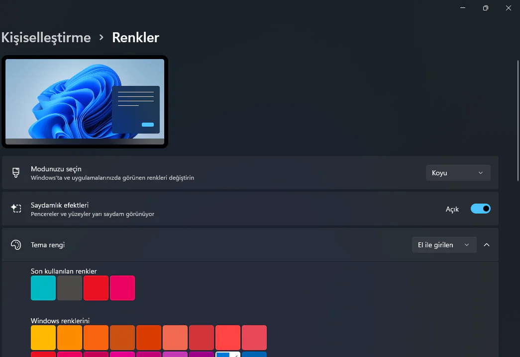 Windows 11 Karanlık Mod Nasıl Etkinleştirilir